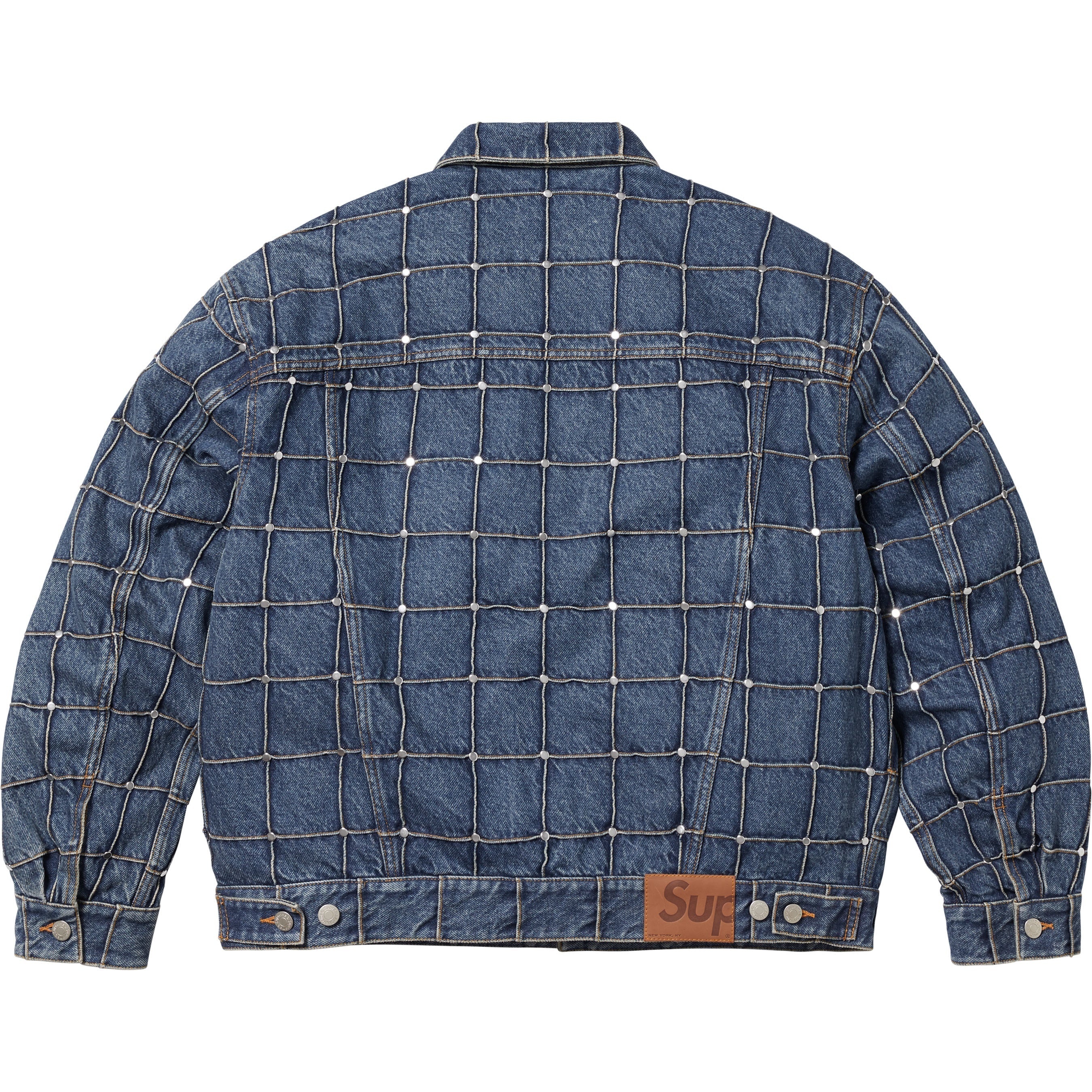 Studded Seam Denim Trucker Jacket view 12